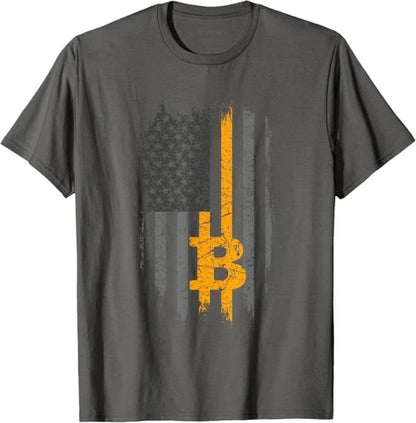 BTC Bitcoin American Flag Crypto Revolution Buy The Dip T-Shirt