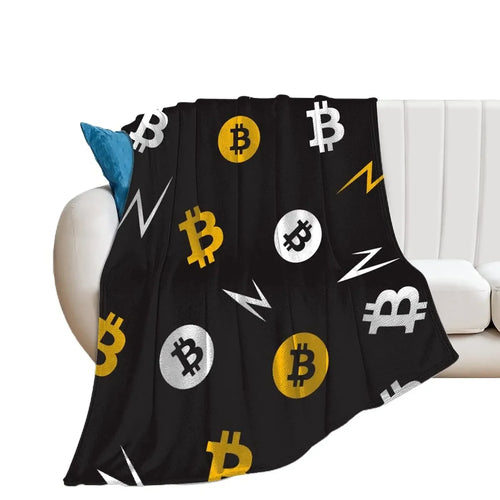 3d Printed Blanket Soft Cozy Warm BTC Cryptocurrency Home Bedroom Sofa