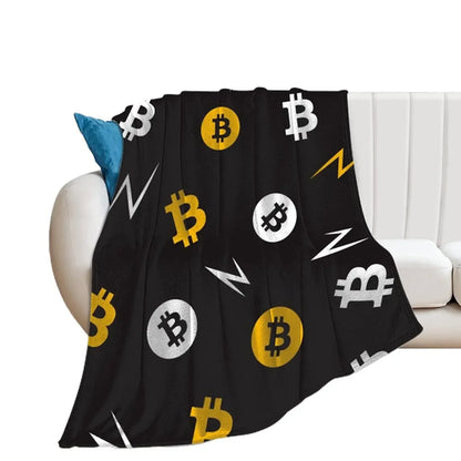 3d Printed Blanket Soft Cozy Warm BTC Cryptocurrency Home Bedroom Sofa