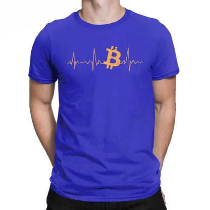 Men's Bitcoin Heartbeat Graphic T Shirts Cryptocurrency Pure  Tops
