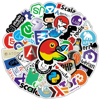 50pcs Cool Internet Programming Stickers Java php Docker Geek Html