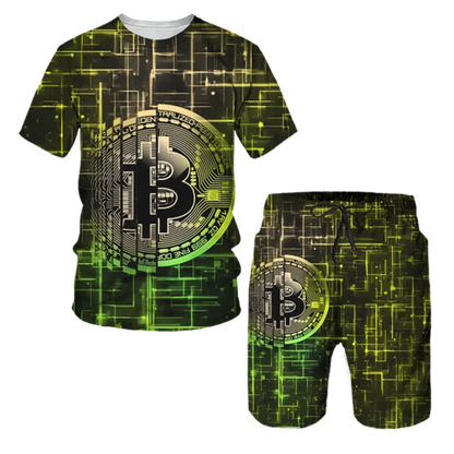 3D Bitcoin Printed T-shirt for Summer, Fashionable Street, Multi
