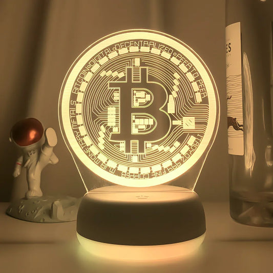 Acrylic Led Night Light Bitcoin for Room Decorative Nightlight Touch