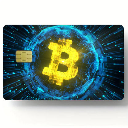 Bitcoin Pattern Stickers 4pcs PVC Credit Card Skin Stickers Removable