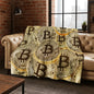 3D HD Bitcoin Money Pattern Flannel Blanket Soft Warm Blanket for Home
