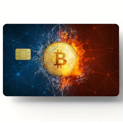 Bitcoin Pattern Stickers 4pcs PVC Credit Card Skin Stickers Removable
