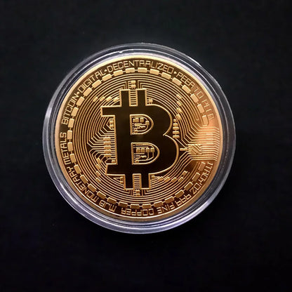 Gold Plated Bitcoin Coin Collectible Art Collection Gift Physical