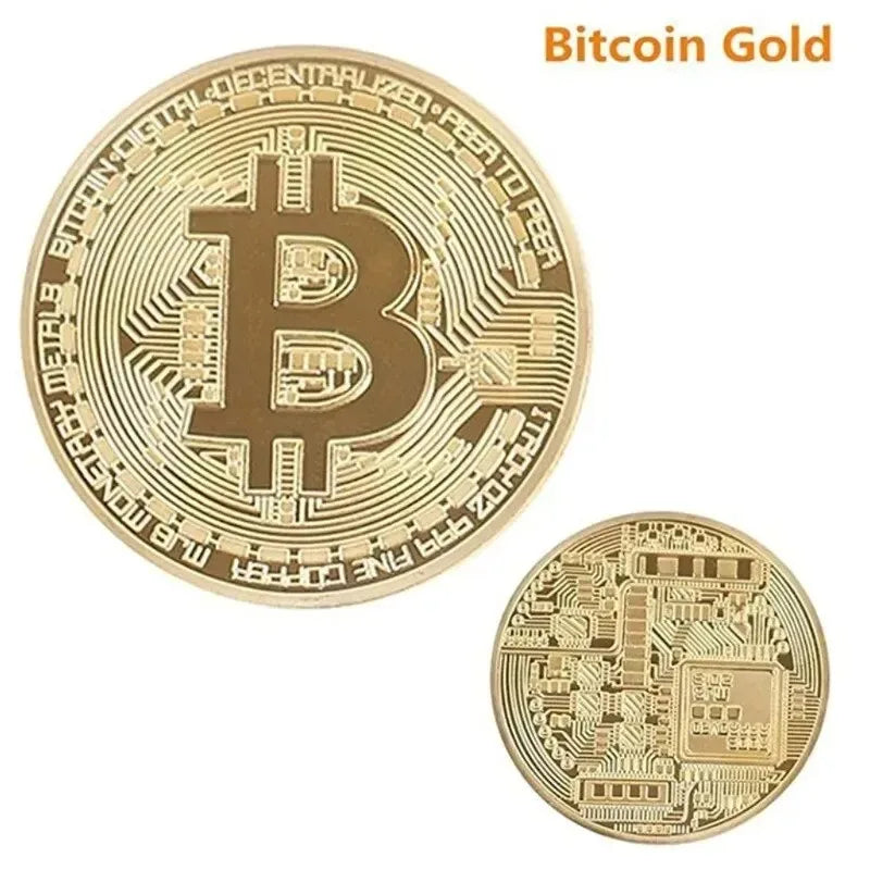 60-2PCS Gold Plated Bitcoin Coin Collectible Art Collection Gift