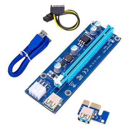 4Pcs PCI-E Riser Card 60CM USB 3.0 Cable SATA To 6Pin PCI Express 1X