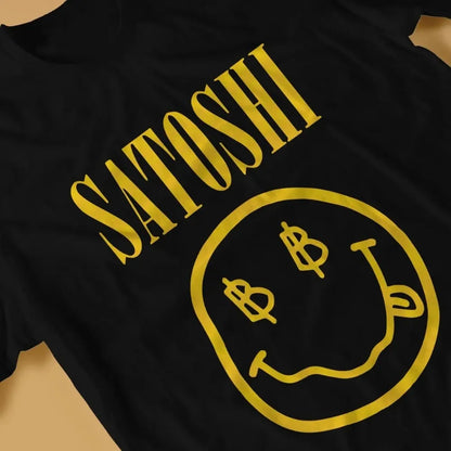 Blockchain Bitcoin Satoshi Yellow Funny Tshirt Graphic Men Tops