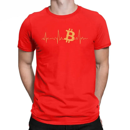 Men's Bitcoin Heartbeat Graphic T Shirts Cryptocurrency Pure  Tops