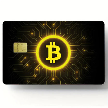 Bitcoin Pattern Stickers 4pcs PVC Credit Card Skin Stickers Removable