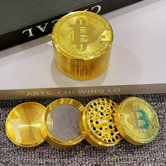 2/2.5inch Bitcoin Coin Herb Grinder Pepper Mortar Salt Crusher Spice