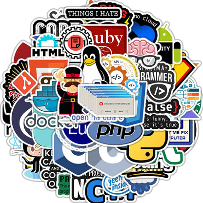10/30/50pcs Programming Stickers Geek Python Java Internet php Docker