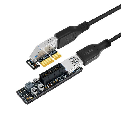 PCI-E Extender PCI E 1X to 1X Riser USB 3.0 Cable SATA Power Working