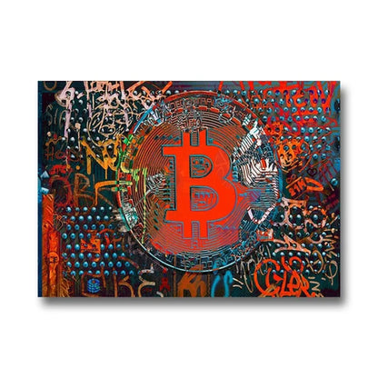 Bitcoin Canvas Art Paintings Graffiti Poster and Print