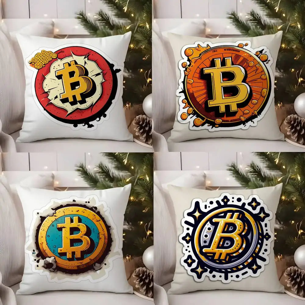 Bitcoin Cryptocurrency Btc Pillow Case Sofa Living Room Bedroom