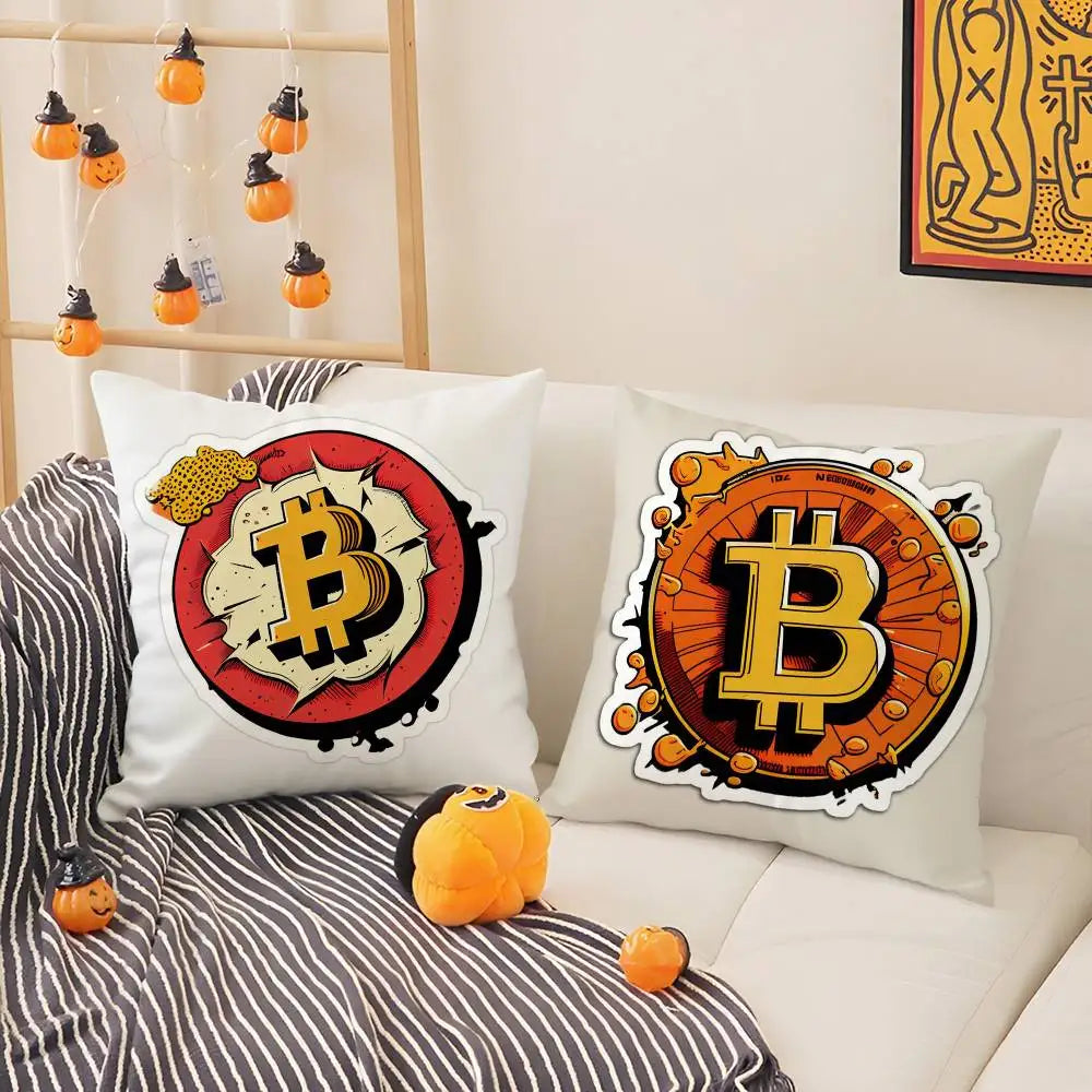 Bitcoin Cryptocurrency Btc Pillow Case Sofa Living Room Bedroom