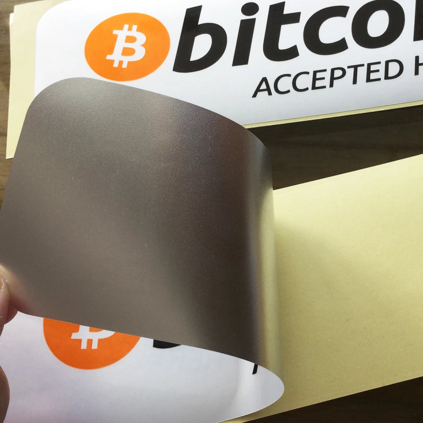 10pcs 14.5x5.5cm Bitcoin Accepted Here Label Sticker Shop Crypto
