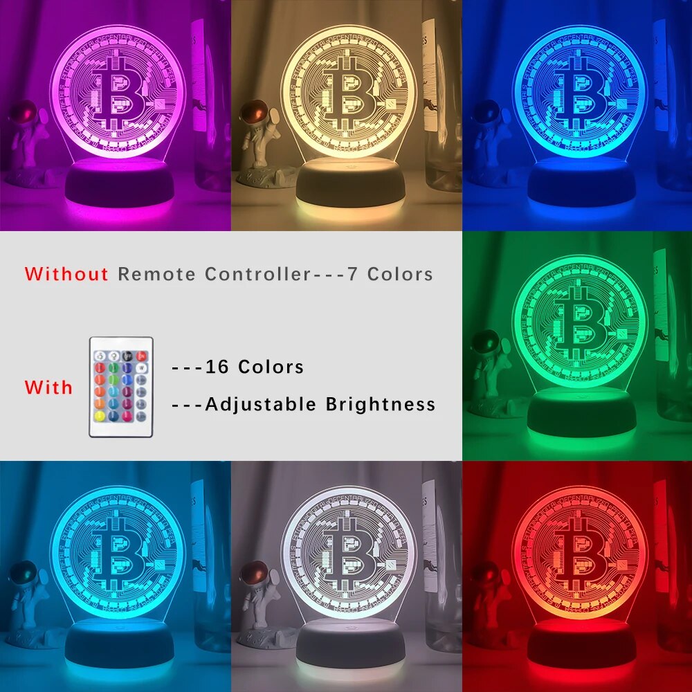 Acrylic Led Night Light Bitcoin for Room Decorative Nightlight Touch