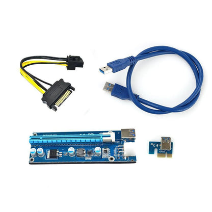 4Pcs PCI-E Riser Card 60CM USB 3.0 Cable SATA To 6Pin PCI Express 1X