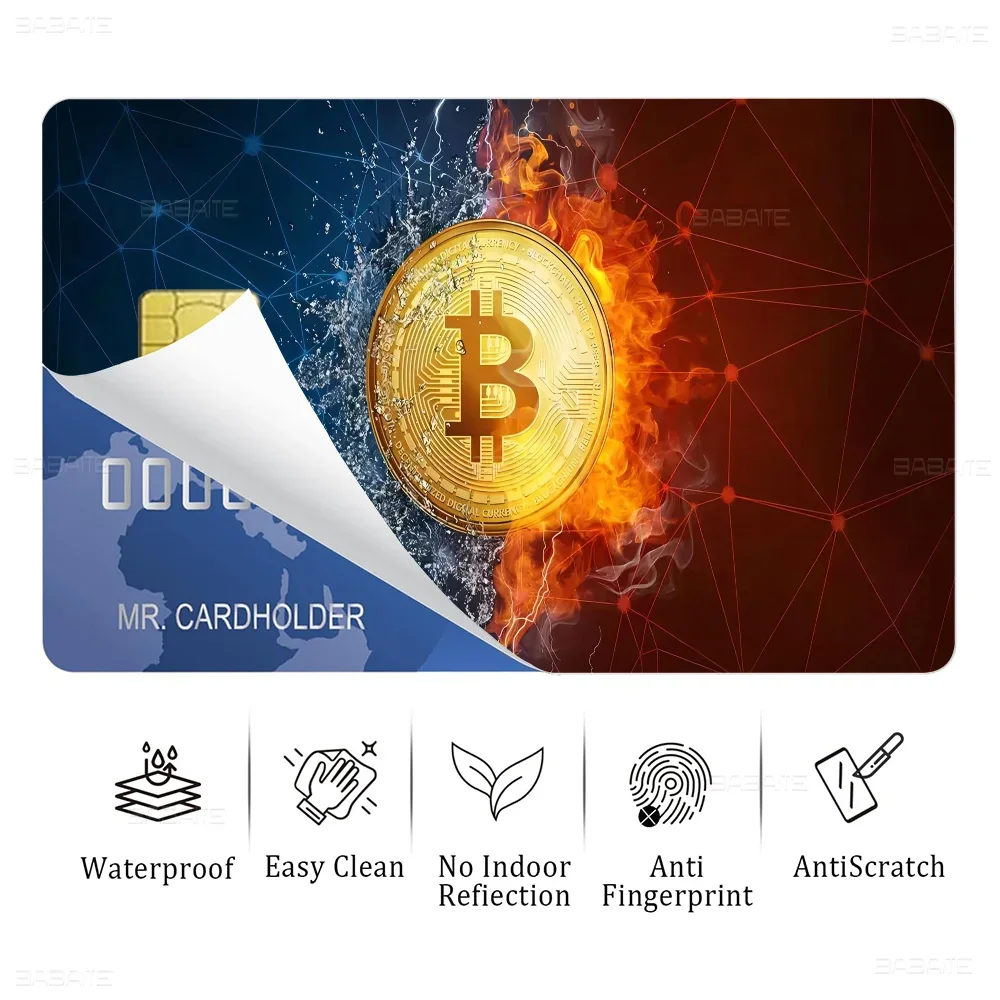 Bitcoin Logo Anime Cartoon Sticker Film Skin for Credit Card Debit