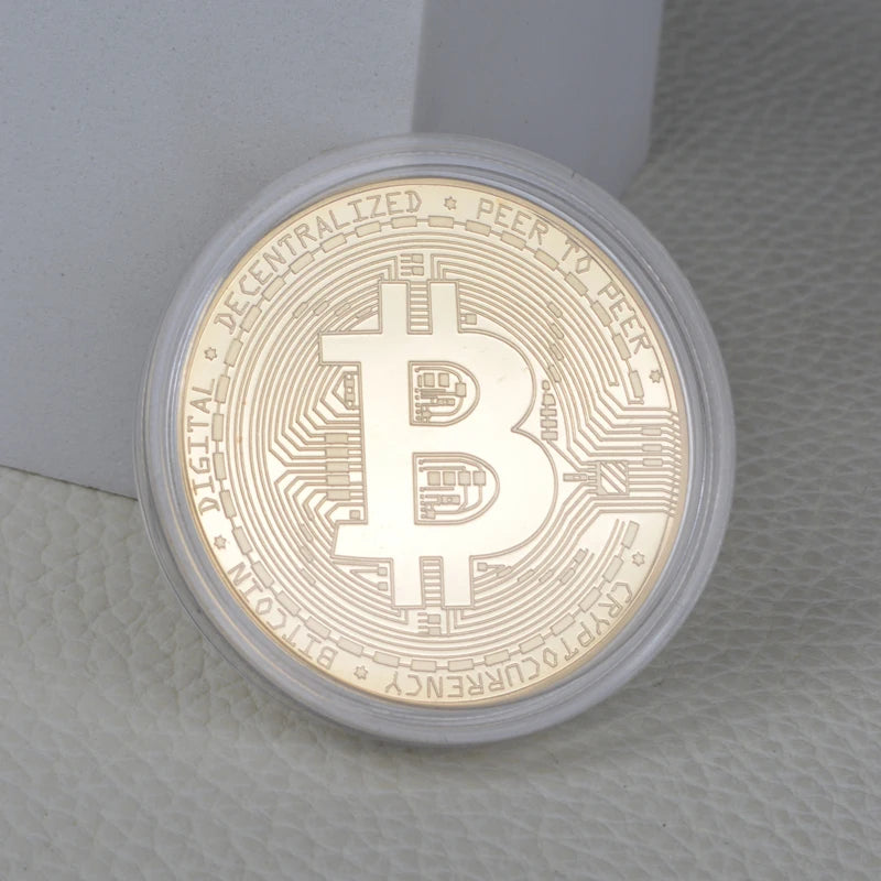 Gold Plated Bitcoin Coin Collectible Art Collection Gift Physical