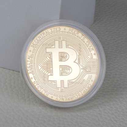 Gold Plated Bitcoin Coin Collectible Art Collection Gift Physical
