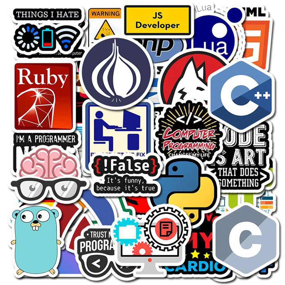 10/30/50pcs Programming Stickers Geek Python Java Internet php Docker