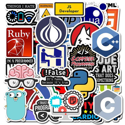 10/30/50pcs Programming Stickers Geek Python Java Internet php Docker