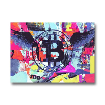 Bitcoin Canvas Art Paintings Graffiti Poster and Print