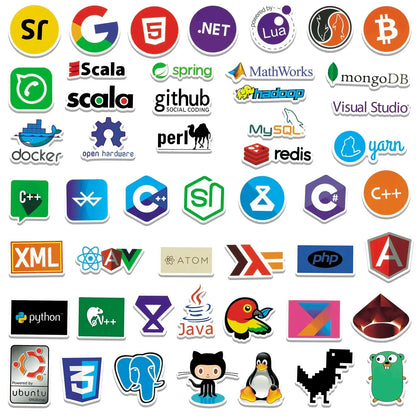 50pcs Cool Internet Programming Stickers Java php Docker Geek Html