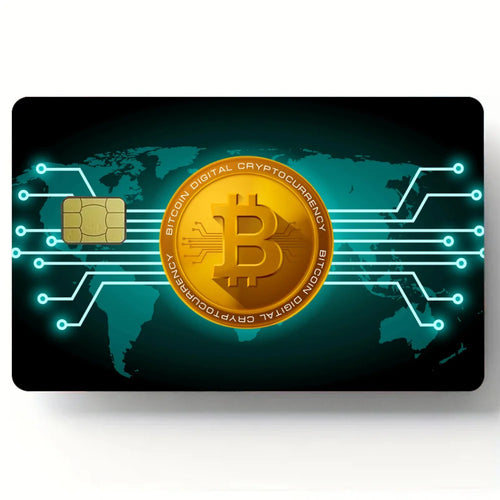 Bitcoin Pattern Stickers 4pcs PVC Credit Card Skin Stickers Removable