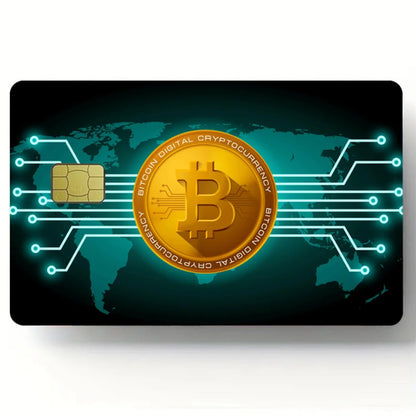 Bitcoin Pattern Stickers 4pcs PVC Credit Card Skin Stickers Removable