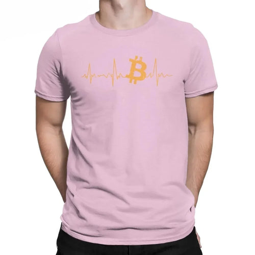 Men's Bitcoin Heartbeat Graphic T Shirts Cryptocurrency Pure  Tops