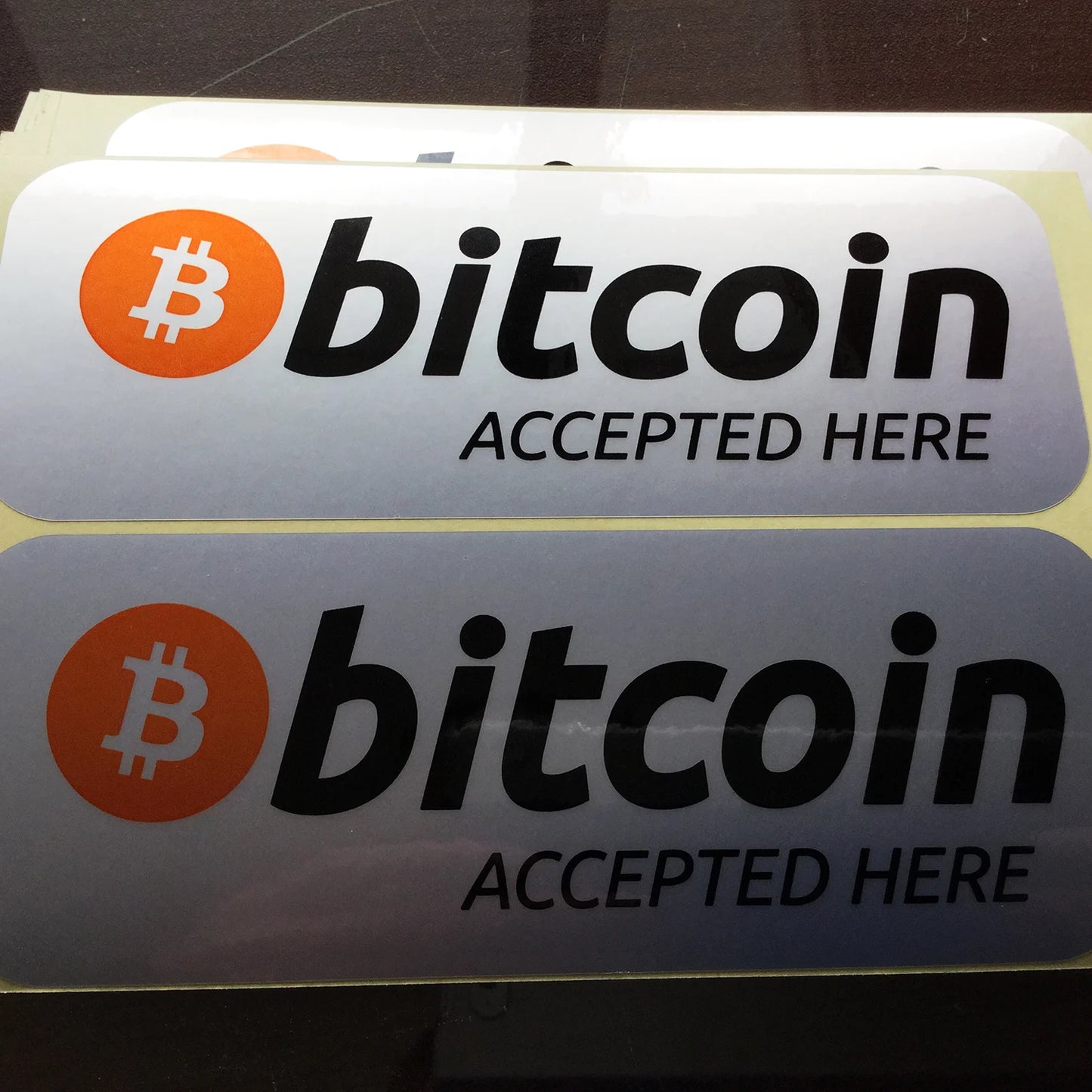 10pcs 14.5x5.5cm Bitcoin Accepted Here Label Sticker Shop Crypto