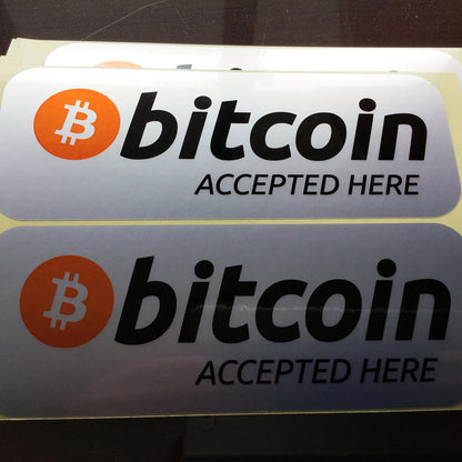 10pcs 14.5x5.5cm Bitcoin Accepted Here Label Sticker Shop Crypto