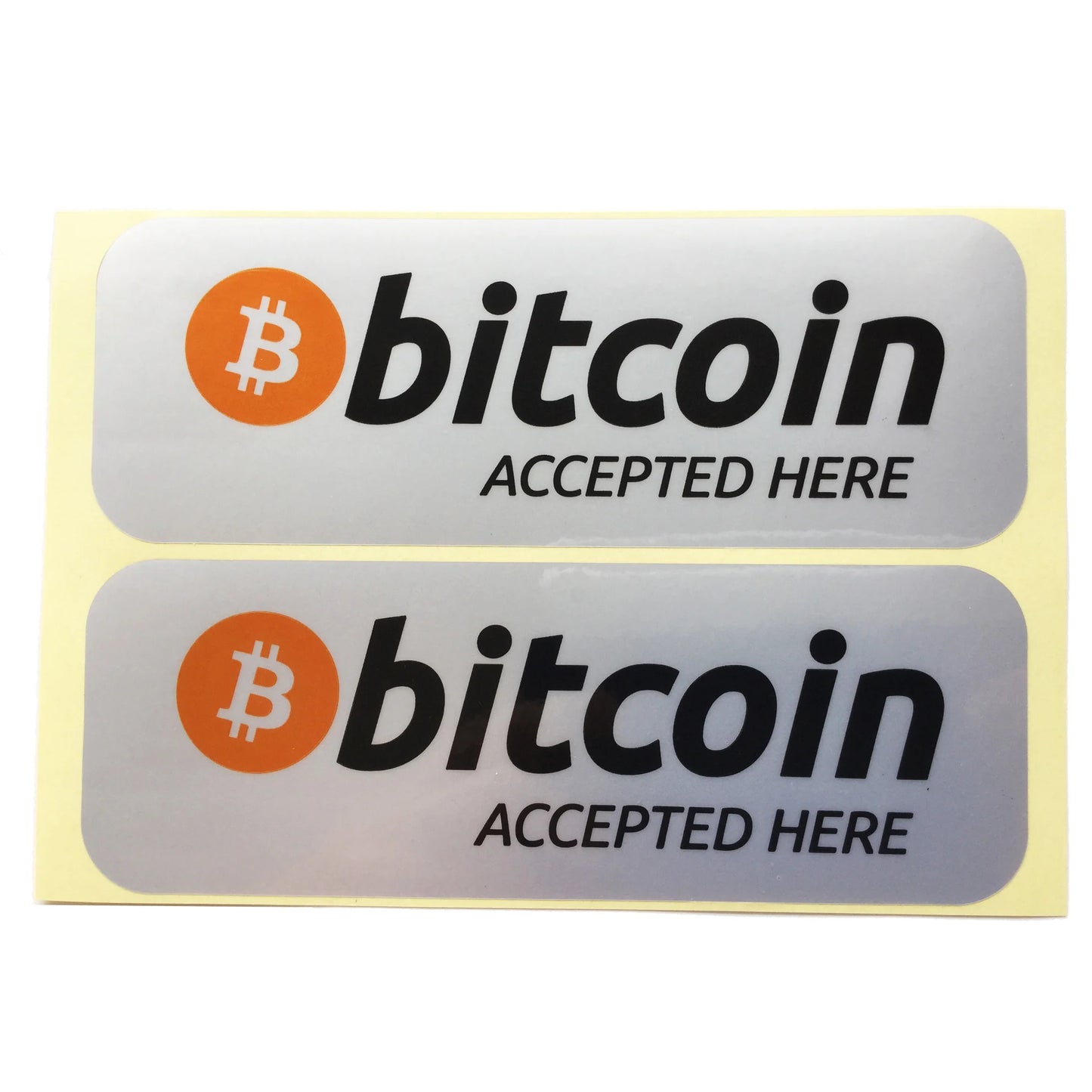 10pcs 14.5x5.5cm Bitcoin Accepted Here Label Sticker Shop Crypto