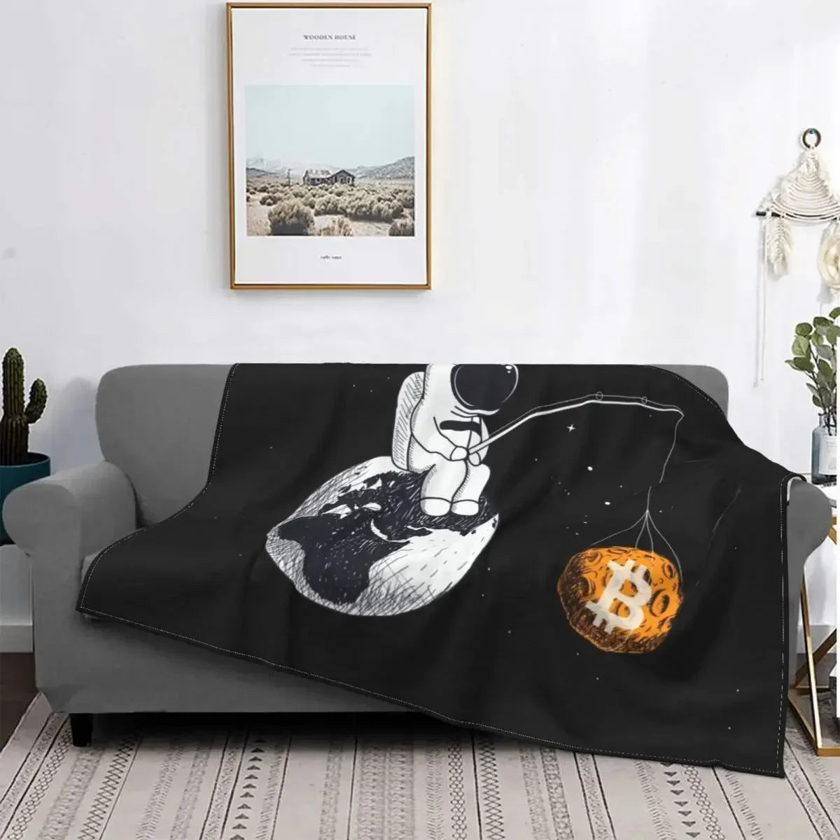 3d Printed Blanket Soft Cozy Warm BTC Cryptocurrency Home Bedroom Sofa