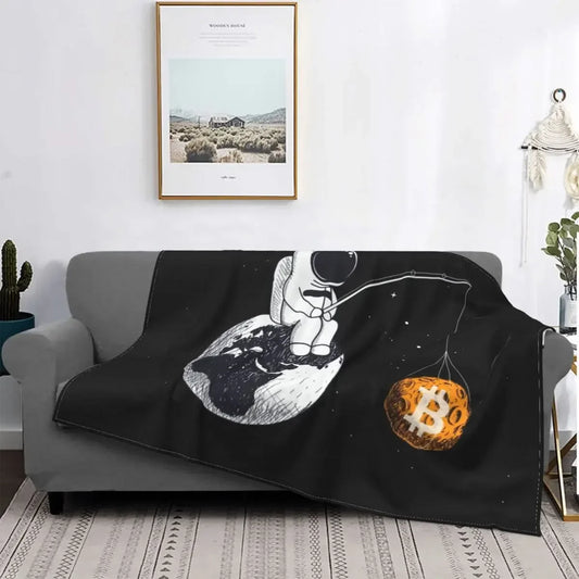 3d Printed Blanket Soft Cozy Warm BTC Cryptocurrency Home Bedroom Sofa