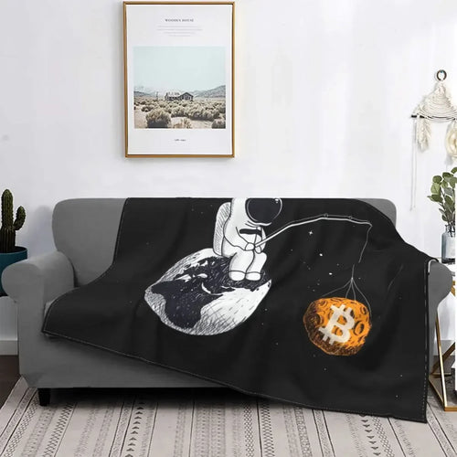 3d Printed Blanket Soft Cozy Warm BTC Cryptocurrency Home Bedroom Sofa