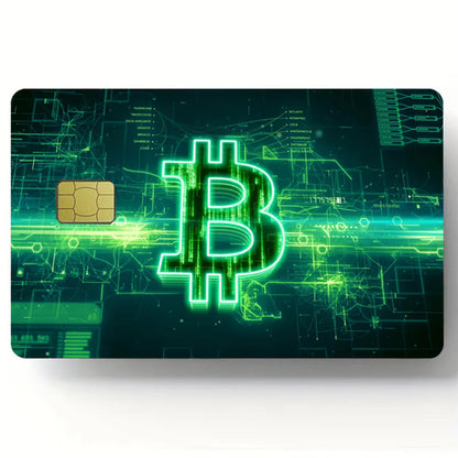 Bitcoin Pattern Stickers 4pcs PVC Credit Card Skin Stickers Removable