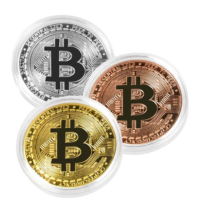 Gold Plated Bitcoin Coin Collectible Art Collection Gift Physical