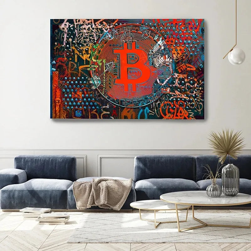 Bitcoin Canvas Art Paintings Graffiti Poster and Print