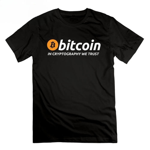Bitcoin in Cryptography We Trust T Shirt Cryptocurrency Tees Men Round