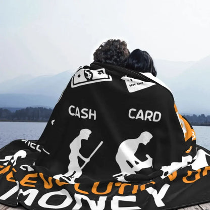 The Evolution Of Money Bitcoin Blankets Flannel Decoration Crypto Coin