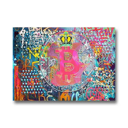 Bitcoin Canvas Art Paintings Graffiti Poster and Print