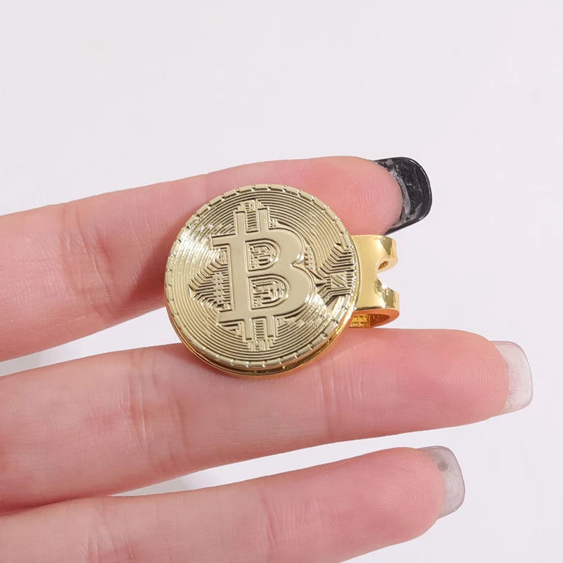 Sliver Golden Color Bitcoin Golf Ball Marker Magnetic Hat Clip