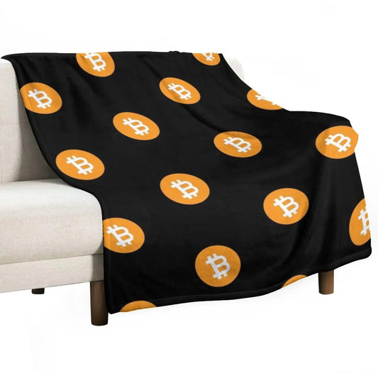 Bitcoin BTC Classic Cryptocurrency Logo Throw Blanket Plaid Weighted