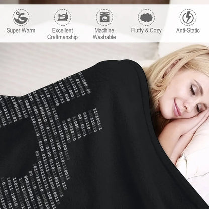 Bitcoin Binary Black Throw Blanket Soft Blanket Quilt Blanket Single